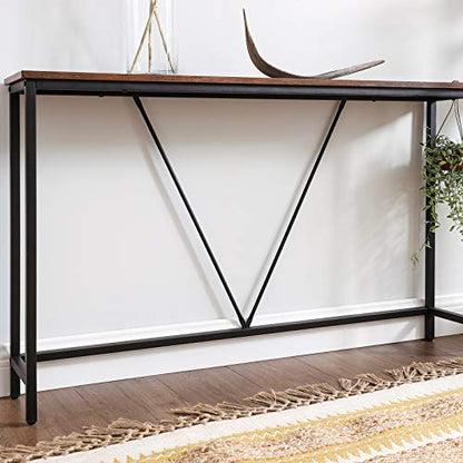VASAGLE Console Sofa Table, Narrow Entryway Table, for Living Room, Bedroom, Easy Assembly, Rustic Brown and Ink Black ULNT020B01 - color: Rustic Brown + Ink Black, size: 9.1"D x 47.2"W x 29.1"H