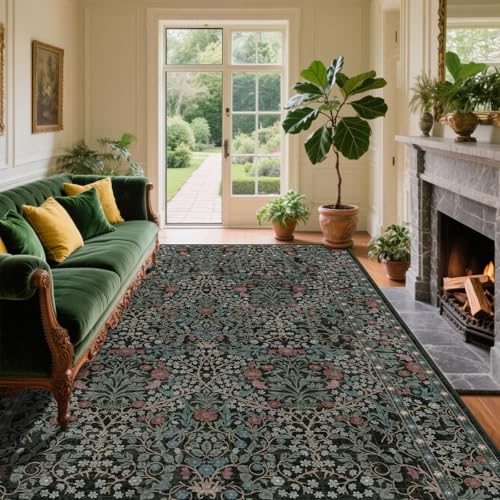4x6 Area Rug for Bedroom Beside Rug, Laundry Room, Entryway, Kitchen, Washable Non-Slip Low Pile Ultra Soft Stain Resistant Carpet (Dark Green) - color: Dark Green, size: 4' x 6' (Rectangular)