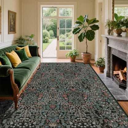 4x6 Area Rug for Bedroom Beside Rug, Laundry Room, Entryway, Kitchen, Washable Non-Slip Low Pile Ultra Soft Stain Resistant Carpet (Dark Green) - color: Dark Green, size: 4' x 6' (Rectangular)