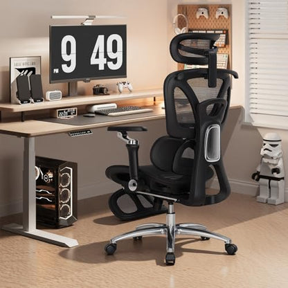MALOL Ergonomic Office Chair, 400lbs High Back Mesh Desk Chair with 6D Armrests, 3D Headrest, Adjustable Lumbar Support, Seat Depth Adjustment, Tilt Lock, Metal Base & PU Wheels, Black - color: Black