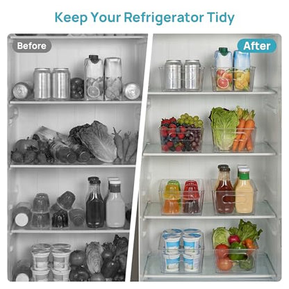 Vtopmart 8pcs Clear Storage Bins with Handles | BPA-free Plastic Storage Containers, Easy to Move, For Fridge Freezer, Pantry Cabinet Kitchen Organization, Built to Last - size: Without Lid