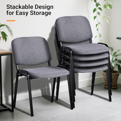 VINGLI 10-Pack Waiting Room Chairs, Stackable Chair for Office, Fabric-Grey | Stacking Chairs, Armless Church Chairs, Space-saving, Guest & Reception, Office Lobby, Business Hall - color: Fabric-grey, size: 10-pack