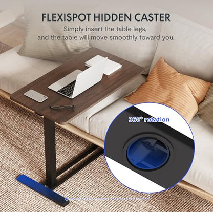 FLEXISPOT 28''Adjustable C Table Gas Spring Mobile Side End Table | Adjustable C table with Wheels, Bedside table for sofa and couch. Laptop Rolling Cart TV Tray, 27.6" W x 15.7" D,Rustic Brown - color: Rustic Brown, size: 28x16