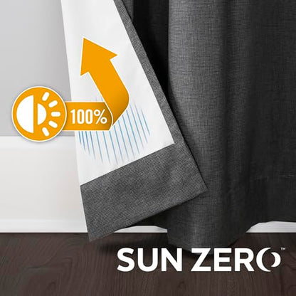 Sun Zero Columbia 2-Pack Thermal Energy Saving 100% Blackout Grommet Curtain Panel Pair, 50" x 84", Charcoal Gray - color: Charcoal Gray, size: 50"W x 84"L (Pack of 2)