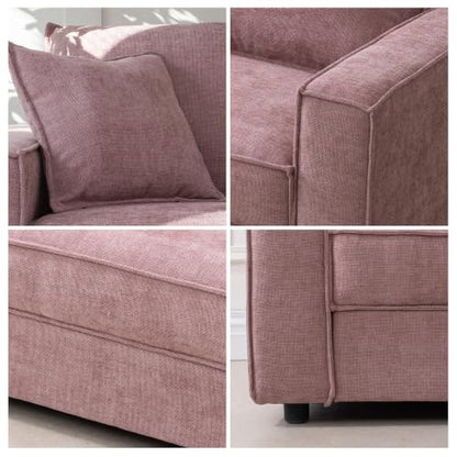 YUHUASHI Linen Fabric Loveseat Sofa, Modern Upholstered 2-Seater Couch with Square Arms and Throw Pillow, Sturdy Small Space Sofa Furniture for Living Room Bedroom Apartment (Pink, 65 Inch W) - color: Pink, size: 65 Inch W