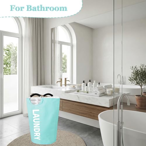 WOOHA 125L Large laundry basket,Collapsible laundry hamper, Tall Clothes Baskets Folding Washing Bin Foldable Fabric Hamper Bags for Bedroom, Closet,Bathroom,College,laundry bag,lightblue - color: Lightblue, size: 125L-XXXL