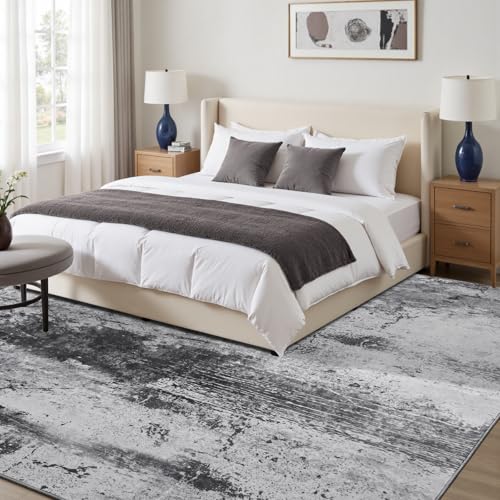 Toneed Abstract Area Rug Modern Washable Rug Soft Non Slip Rug Low Pile for Bedroom Living Room Dining Room Slate Grey 4x6 Feet - color: Slate Grey, size: 4' x 6' (Rectangular)