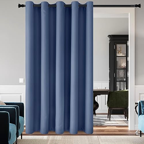 DWCN Room Divider Blackout Curtain Thermal Grommet Panel with Top for Bedroom Partition, Patio Sliding Door Curtains - Extra Wide Curtains for Glass Door, 6.7ft Wide x 7ft Tall, Haze Blue - color: Haze Blue, size: 80"W x 84"L (Pack of 1)