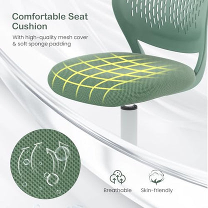 Giantex Kids Desk Chair, Adjustable Children Study Chair, Swivel Armless Mesh Task Office Chair, Computer Desk Chair with Adjustable Height & Lumbar Support (Sage) - color: Sage