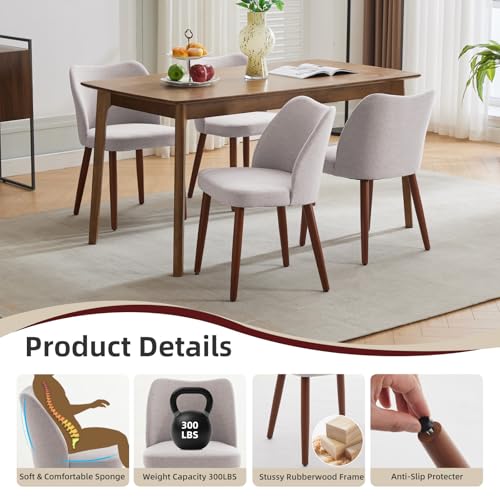 GarveeHome Dining Chairs Set of 4 with Cozy Backrest/Wooden Legs | Dining Chairs Set of 4 with Cozy Backrest/ Wooden Legs No tools Needed - color: Light Grey