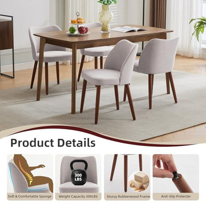 GarveeHome Dining Chairs Set of 4 with Cozy Backrest/Wooden Legs | Dining Chairs Set of 4 with Cozy Backrest/ Wooden Legs No tools Needed - color: Light Grey