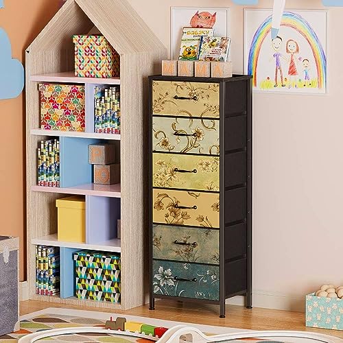 Dresser with 4 Drawers and 6 Drawer Dresser, Chest of Drawers for Living Room, Dorm, Entryway, Vintage Furniture, Wood Top