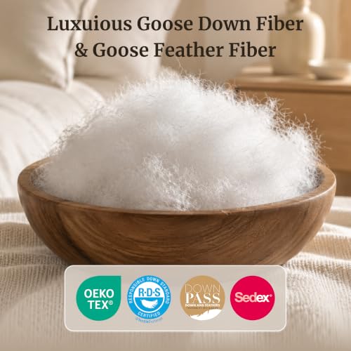 Luxury White Goose Feathers Down Fiber Comforter Full Size Duvet Insert | Hotel Collection 100% Cotton Cover Fabric,All Season Medium Warmth,High Fill Power,8 Corner Tabs,Breathable,Hypoallergenic - size: Full (82''x 86'')