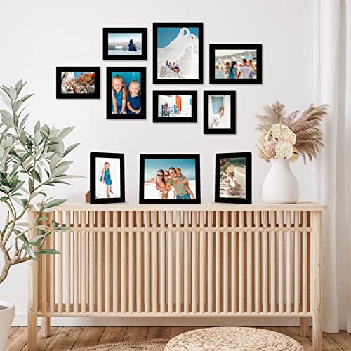 Americanflat Set of 10 Picture Frames with Shatter-Resistant Glass - Gallery Wall Frame Set with Two 8x10, Four 5x7 and Four 4x6 Frames - Signature Collection - Black - color: Black, style: 10 Pack