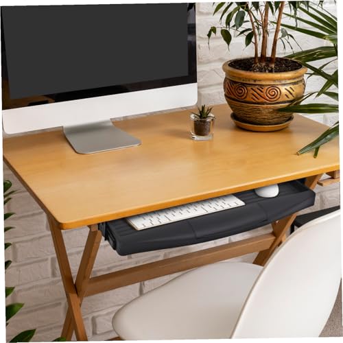 TEHAUX Under-Desk Keyboard Tray 20.67×9.06 in – Adjustable Slide-Out Drawer & Rotating Mouse Platform, Ergonomic Wrist Relief, Hidden Storage for Home Office & Gaming Desks