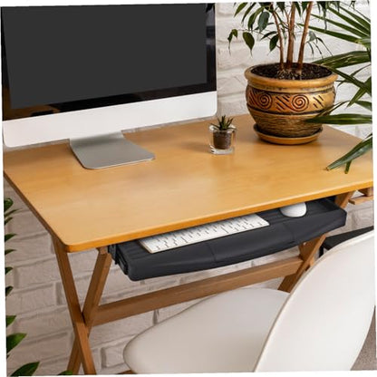 TEHAUX Under-Desk Keyboard Tray 20.67×9.06 in – Adjustable Slide-Out Drawer & Rotating Mouse Platform, Ergonomic Wrist Relief, Hidden Storage for Home Office & Gaming Desks