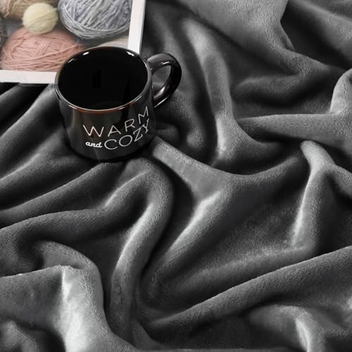 TASTHROW Grey Throw Blanket 50x60 Inches | Soft Plush Cozy Fleece Flannel Throw Blanket, Lightweight Warm Throws for Bed, Couch, Bedroom and Living Room, All Seasons - color: Grey, size: 50"x60"