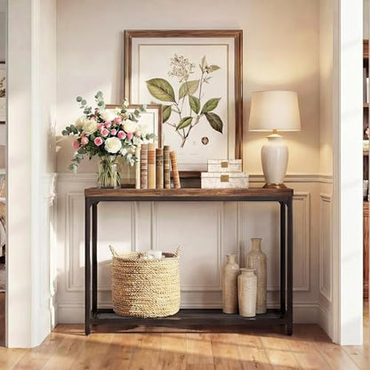 Besiost 32" Industrial Console Table with 2-Tier Storage, Oak Grey - color: Rustic Brown, size: 32 inch, style: 2 Tier