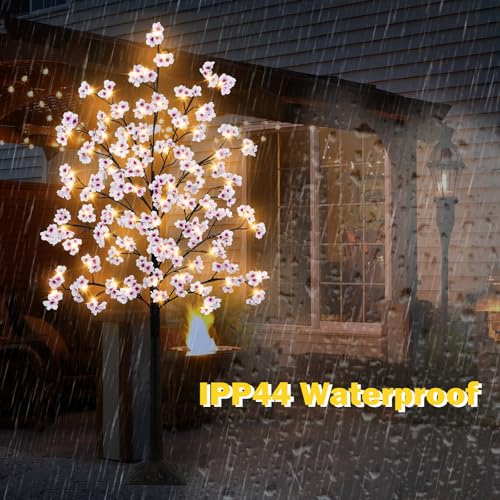 Cherry Blossom Tree, 6FT 96 Fairy Lights Artificial Lighted Tree for Home Inside Outdoor Spring Wedding Party Festival Decor, Warm White - size: 6FT