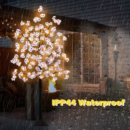 Cherry Blossom Tree, 6FT 96 Fairy Lights Artificial Lighted Tree for Home Inside Outdoor Spring Wedding Party Festival Decor, Warm White - size: 6FT