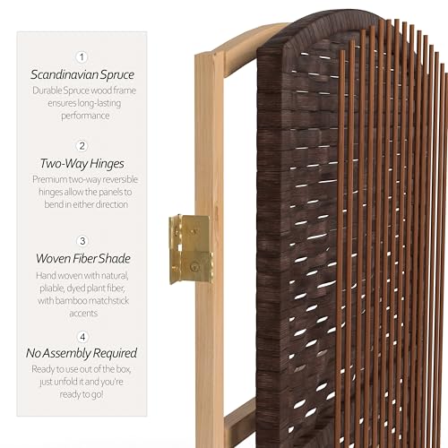 Red Lantern 2 ft. Short Diamond Weave Fiber Folding Screen - Dark Mocha - 8 Panel - color: Dark Mocha, size: 8 Panel