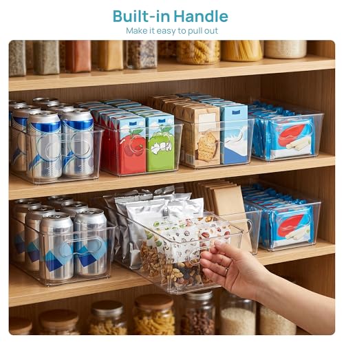 Vtopmart 8pcs Clear Storage Bins with Handles | BPA-free Plastic Storage Containers, Easy to Move, For Fridge Freezer, Pantry Cabinet Kitchen Organization, Built to Last - size: Without Lid