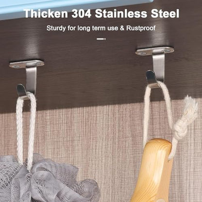 NearMoon Stainless Steel Screw Mounted Ceiling Hooks, Under-Shelf Towel/Robe Clothes Hook Heavy Duty Coat Hanger for Bathroom Kitchen Cabinet Garage, 10 Pack (Brushed Nickel) - color: Brushed Nickel