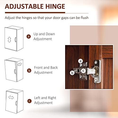 HOMCOM 63" 2-Door Kitchen Pantry 5-Tier Brown | Freestanding Storage Cabinet, Shelving, 2 Adjustable Shelves, for Dining Room - color: Brown