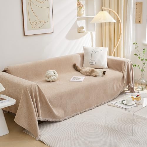 Couch Cover Sofa Covers for Sectional Sofa Universal Fit for Couch 2 Seat, Thick Washable Sofa Slipcover Large, 71"x 102", Khaki - color: Tassels Edge-khaki, size: 71"x 102"