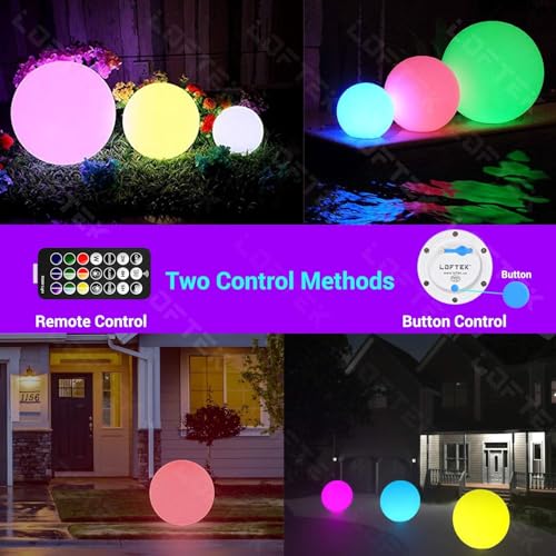 LOFTEK Extra Large Floating Pool Light - 20-inch Rechargeable Orb Light with Remote - 3 Modes & Dimmable & 16 RGB Funky Floor Lamp - Mood Lighting for Bedroom, Living Room, Pool Decor - 1-Pack - size: 20-inch