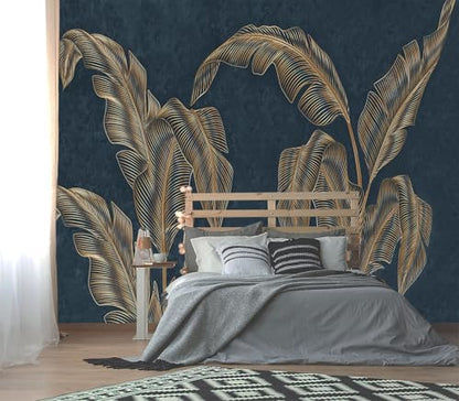 XMPMBM-Modernity Simple Abstraction Banana Leaf Fabric Wallpaper Dark Leaf Living Room Bedroom Bathroom wall Mural-W 88" X H 59"（36 Square Foot） - color: X29, size: 88"x59"