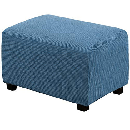 H.VERSAILTEX Ottoman Cover Slipcover Rectangle Fit Length 29'-34' Footrest Sofa Slipcovers Stool Cover Footstool Protector Covers Feature Stretch Soft Jacquard Fabric Removable Washable - Dusty Blue - color: Dusty Blue, size: Rectangle-Large