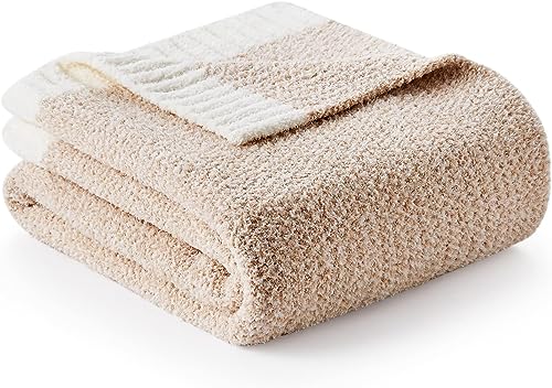 Snuggle Sac Super Soft & Reversible Heather Beige Throw - Oversized Cozy Knit Blanket for Bed, Sofa, Living Room, Twin Size (60x80 Inches) - color: Heather Beige, size: Twin (60"x80")