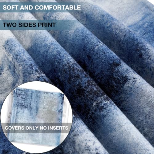 Blue and Grey Abstract Art Artwork Pillow Cover, Gallery Modern Decorative Throw Pillows Cushion Cover for Bedroom Sofa Living Room 18 x 18 Inch Set of 2 - color: Blue and Grey, size: 18" x 18" (Pack of 2)