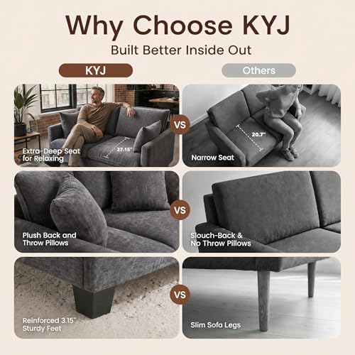 50" Love Seat, Small Cloud Sofa Couch with 2-Layer Cushion & 27" Deep Seat, 2 Pillows for Small Spaces, Bedroom, Apartment, Office, Living Room, in a Box, Grey - color: Grey, size: Loveseat
