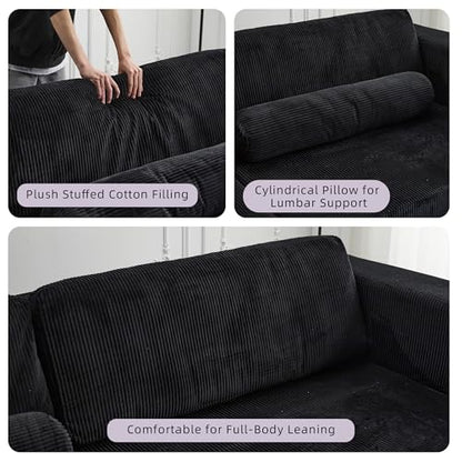 49" Foldable Modular Studio Couch, Space Saver Bed with High Density Foam, Sofa Individual with Creative Shape for Apartment Leisure Scenes, Black - color: Black