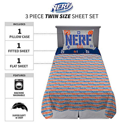 Franco Kids Bedding Super Soft Sheet Set, Twin, Hasbro Nerf - color: Hasbro Nerf, size: Twin