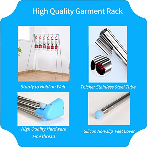 Portable Travel Garment Rack, Stainless Steel Foldable Drying Clothes Rack | Mini Drying Racks for Travel, Camping, Hotel Room, Laundry, Dance, Indoor, Outdoor