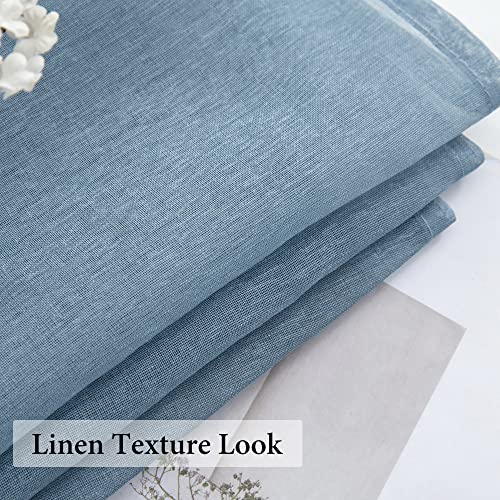 MIULEE Dusty Blue Linen Textured Semi-Sheer Curtains 54W×84L 2 Panels | Semi Transparent, Farmhouse, Window Net Panels with Rod Pocket for Bedroom Living Room - color: Dusty Blue, size: 54"W x 84"L (Pack of 2)