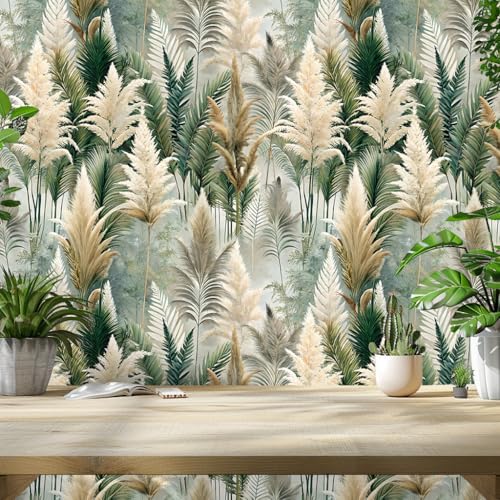 Floralplus Peel and Stick Wallpaper Boho Forest Removable Wallpaper | Wallpaper for Bedroom Bathroom Self Adhesive Renter Friendly Green Leaf Contact Paper for Cabinet Walls, 17.5 x 118 in