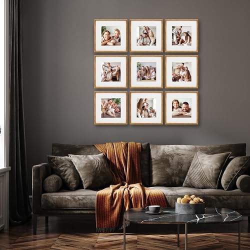 Sheffield Home 9 Piece Gallery Wall Frame Set, 12x12 Inch, Antique Bronze - color: Bronze, size: 12x12 Inch