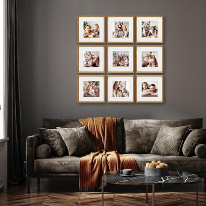 Sheffield Home 9 Piece Gallery Wall Frame Set, 12x12 Inch, Antique Bronze - color: Bronze, size: 12x12 Inch