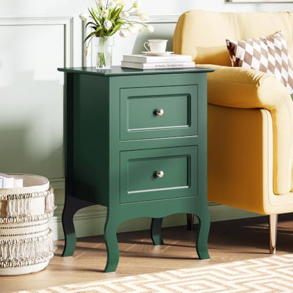 Bonnlo Green Nightstand Set of 2, Small Green Night Stands for Bedroom, Kids Room, Living Room, Wood, 15.75" W x 11.8" D x 23.6" H - color: Green