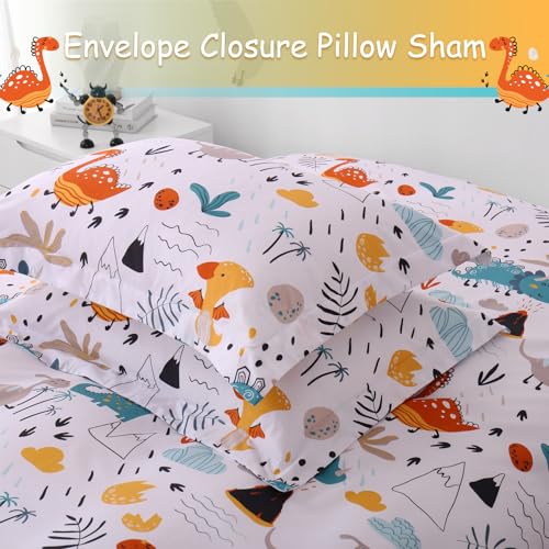 JSD Dinosaur Kids Duvet Cover Set Twin Size | 2 Piece Soft Printed Microfiber Duvet Cover with Pillow Sham Zipper Closure, Comforter Not Included, Oeko-Tex Certified - color: Dinosaur, size: Twin