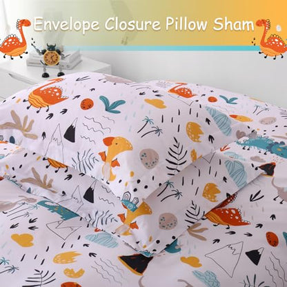 JSD Dinosaur Kids Duvet Cover Set Full Size | 3 Piece Soft Printed Microfiber Duvet Cover with Pillow Shams Zipper Closure, Comforter Not Included, Oeko-Tex Certified - color: Dinosaur, size: Full