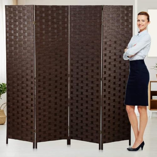 Room Dividers Folding Screens Privacy Screen Room Panel 4 Panel Partition Wall Tall Room Divider for Living Room Bedroom Study Portable Room Seperating Home Furniture Wall Dividers, Brown - color: Brown