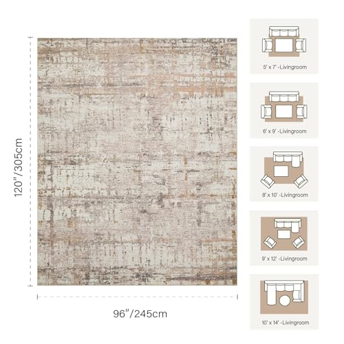 8x10 Beige Abstract Neutral Washable Area Rug for Living Room | Machine Washable,Soft,Non-Slip,Large Rug,Stain Resistant Low Pile Carpet for Office Dining Room Kitchen Home Deco - color: Beige Grey, size: 8' x 10' (Rectangular)