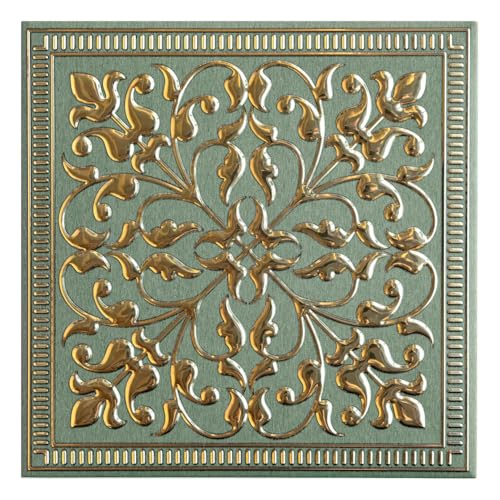 Peel and Stick Metal Backsplash Tiles, Rustic Farmhouse, 10-Pack | 8 x 8 in tile size; Covers up to 4.44 sq ft; Aluminum; Water-resistant surface; For kitchens, ceilings, DIY projects - style: Rustic Farmhouse