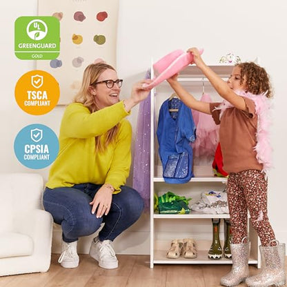 ECR4Kids TrendiTot Clothing Rack, Kids Wardrobe, White Wash - color: White Wash