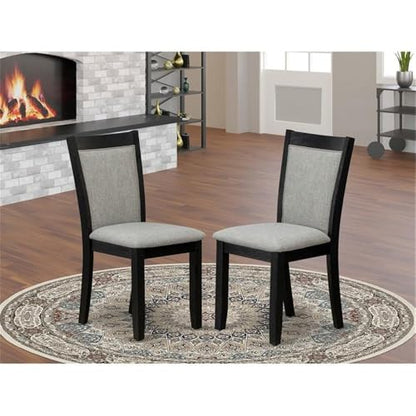 East West Furniture MZC6T06 Monza Parson Chairs - Shitake Linen Fabric Padded Dining Chairs, Set of 2, Wirebrushed Black - color: Mzc6t06